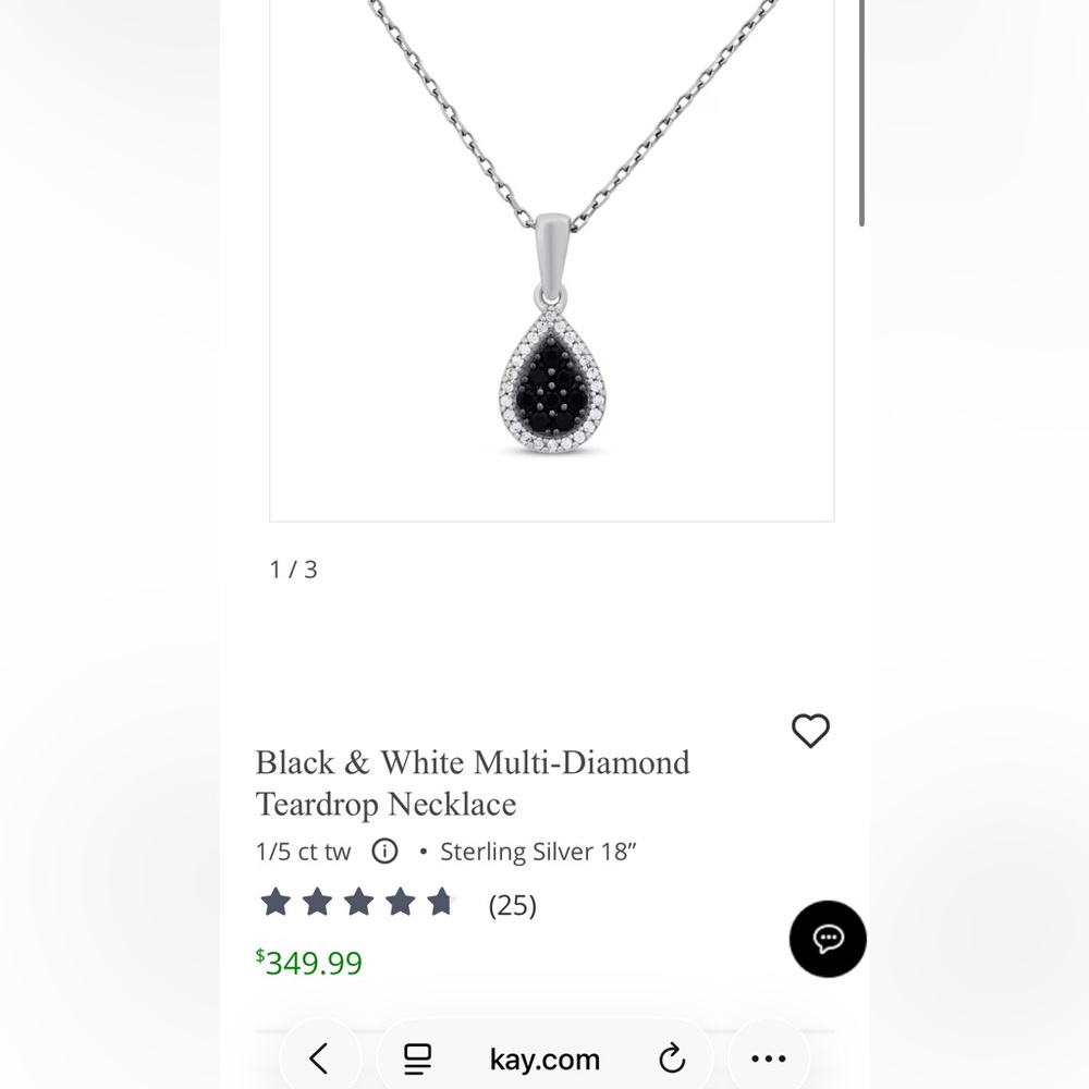 Kay Jewelers Black and White Teardrop Multi-Diamond Teardrop Necklace